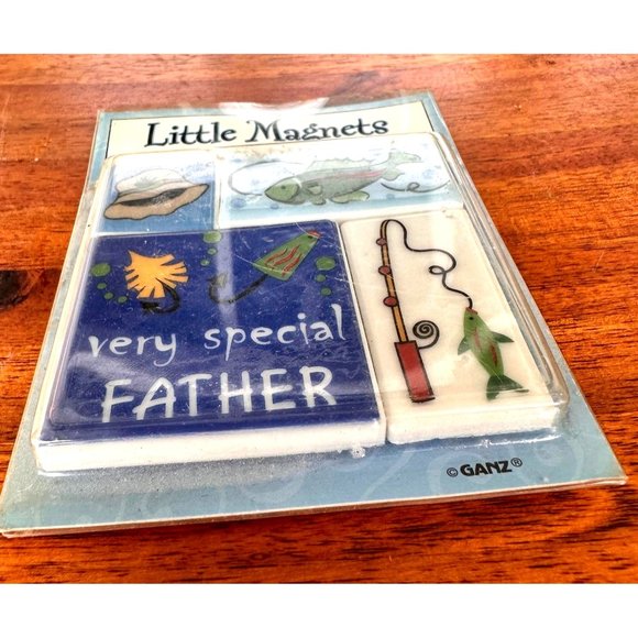 VTG Ganz Little Magnets Dad Special Father Fishing 4 Piece  Stocking Stuffer New - Picture 8 of 12